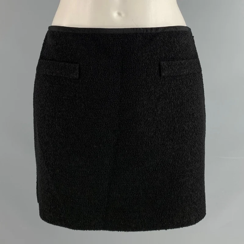 MIU MIU Size 2 Black Virgin Wool Blend Mini Skirt