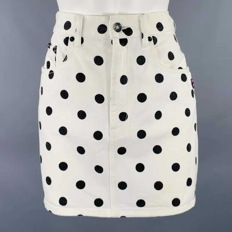 MARC by MARC JACOBS Size 27 White Black Cotton Polka Dot Mini Skirt