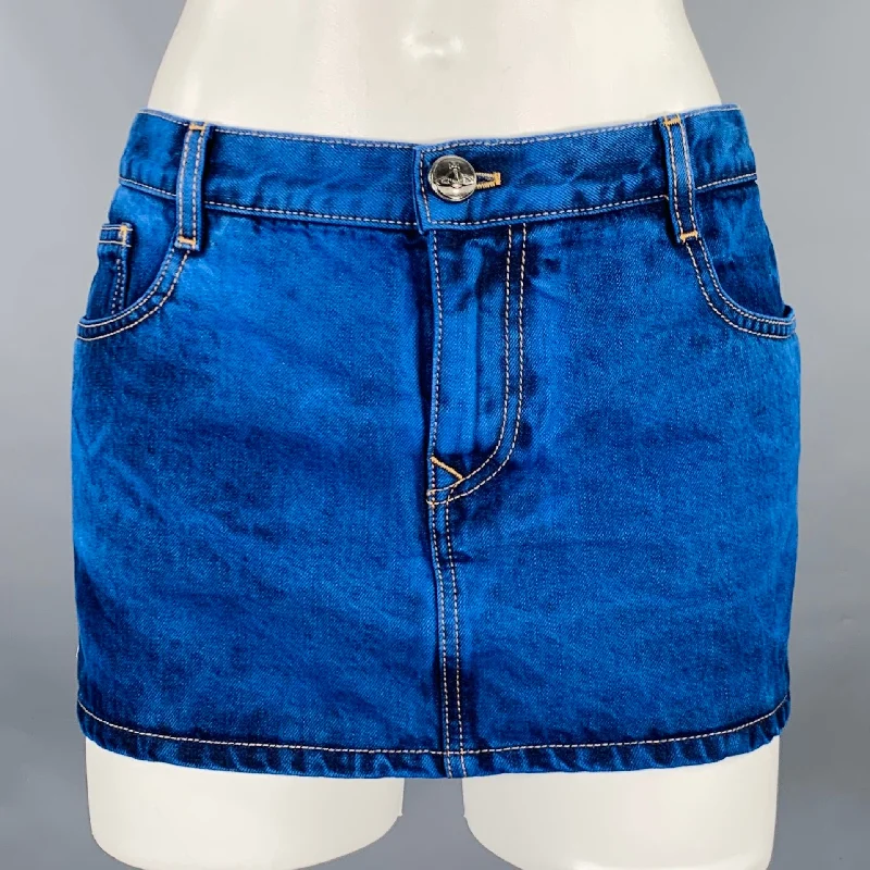 VIVIENNE WESTWOOD Size 26 Blue Denim Dyed Mini Skirt