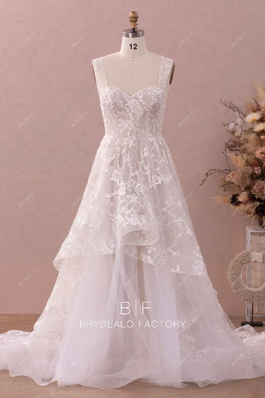 Asymmetrical High-low Lace Wholesale Illusion Wedding Dress