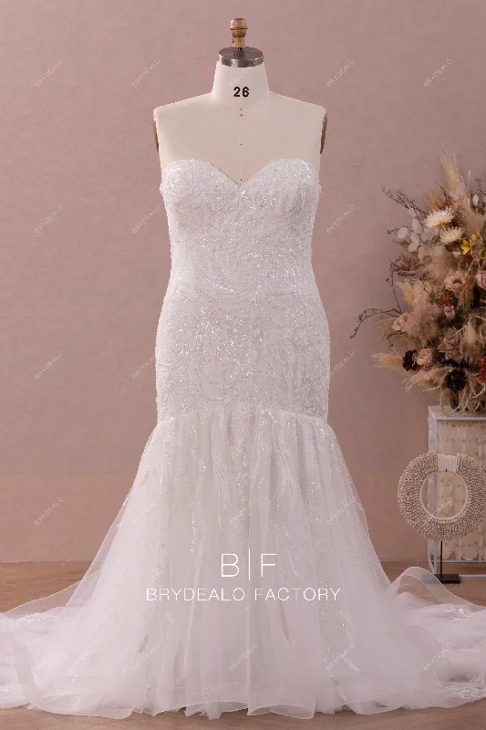 Plus Size Beaded Lace Strapless Wholesale Wedding Gown