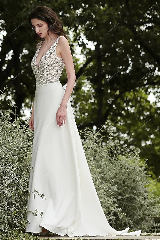 Ready To Ship | Elegant Straps Lace Crepe A-line Wedding Dress