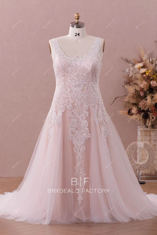 Plus Size Lace Tulle Mermaid Long Wedding Dress