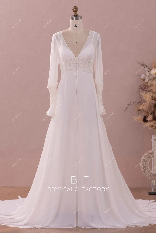 Vintage Beaded Lace Chiffon Robe Satin Wedding Dress