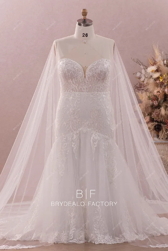 Wild Lace Wholesale Sweetheart  Mermaid Bridal Dress with Cape