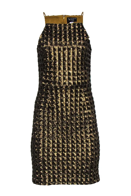 Mestiza - Gold Sequin Sleeveless Sheath Dress Sz 0