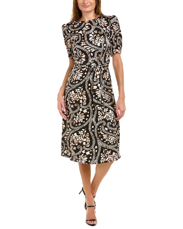 London Times Jacquard Midi Dress