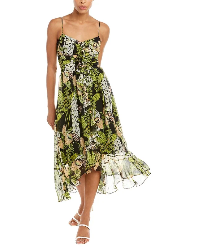 Temperley London Harmony Print Strappy Silk Midi Dress