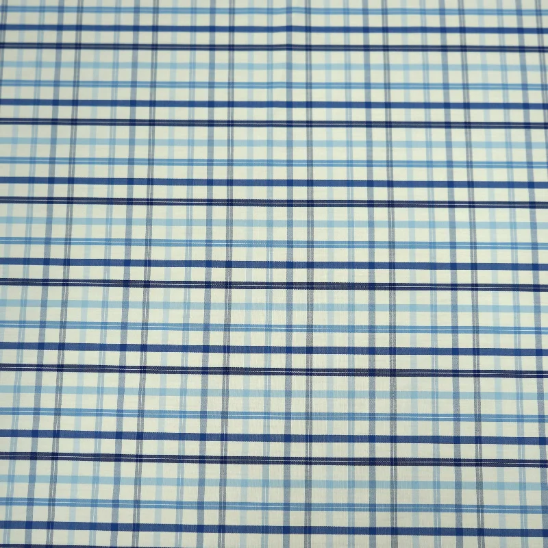 Blue Sky Plaid Italian Cotton Shirt Fabric