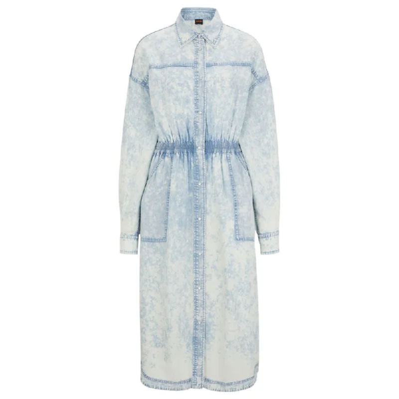 Regular-fit shirt dress in denim-effect fabric